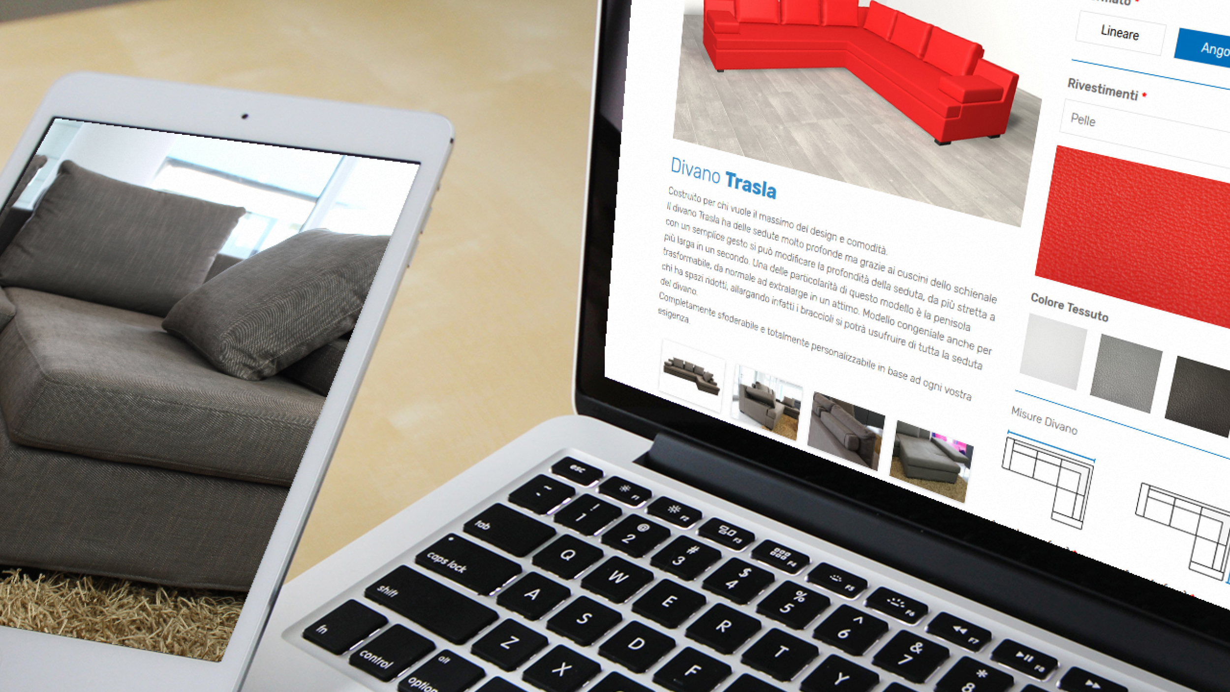 Configuratore personalizzato divani in 3d