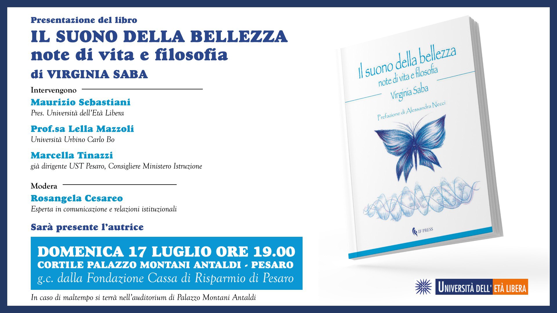 Pesaro. Il suono della bellezza, a Palazzo Montani Antaldi la presentazione del libro di Virginia Saba