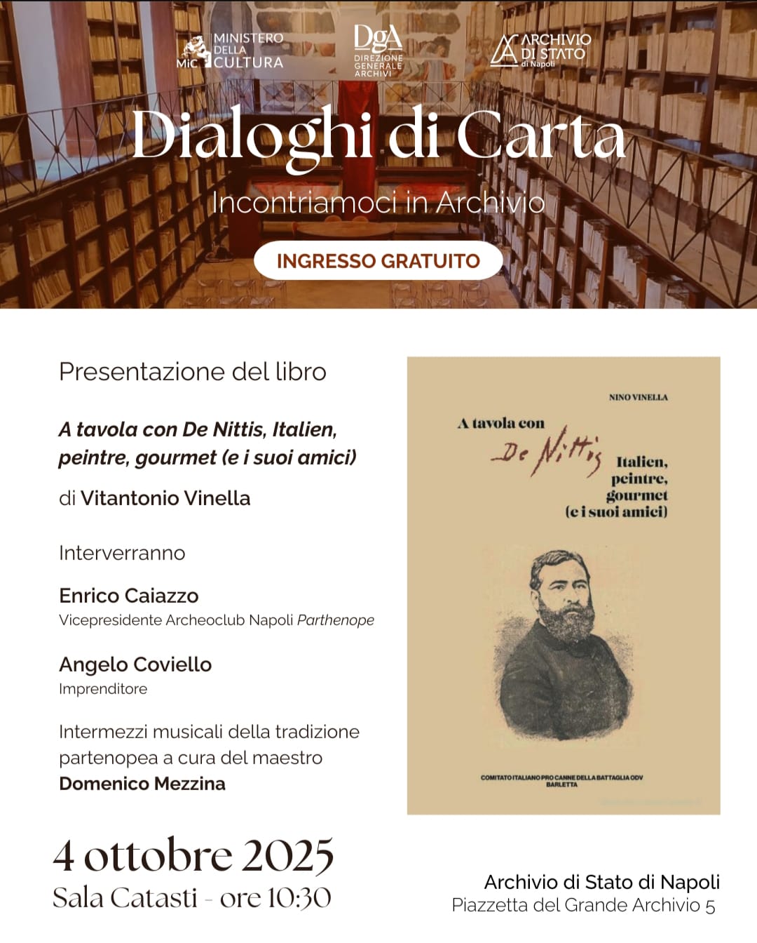A tavola con De Nittis: a Napoli la presentazione del libro di Nino Vinella