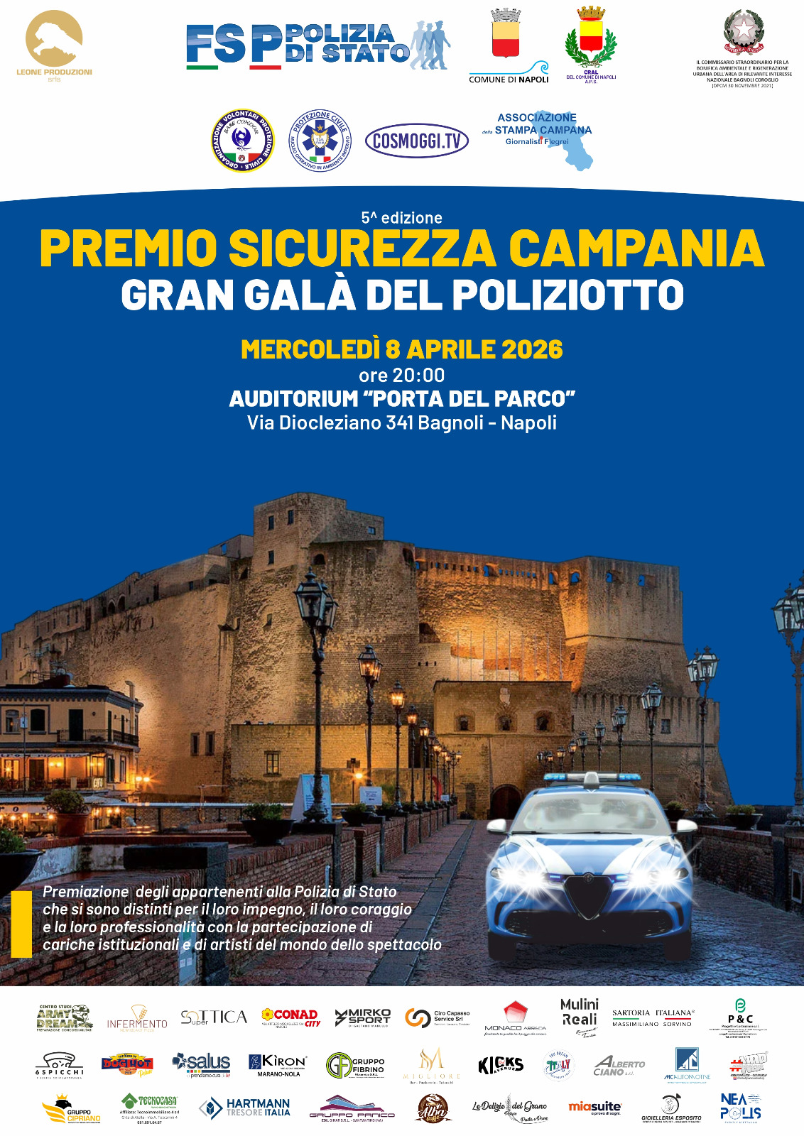 Premio Sicurezza Campania: Gran Galà del Poliziotto a Bagnoli 
