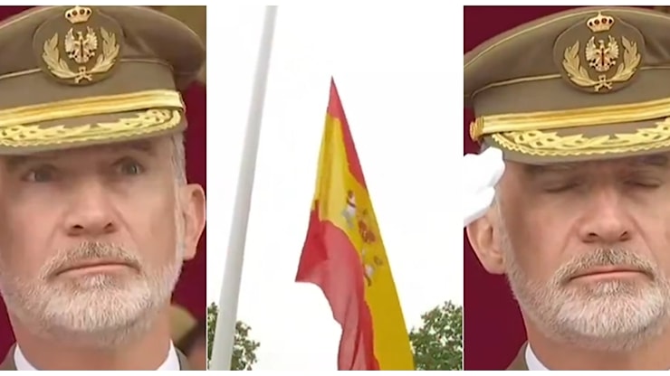Spagna, cade la bandiera davanti a re Felipe VI e alla principessa Leonor: la reazione è virale - Il Messaggero