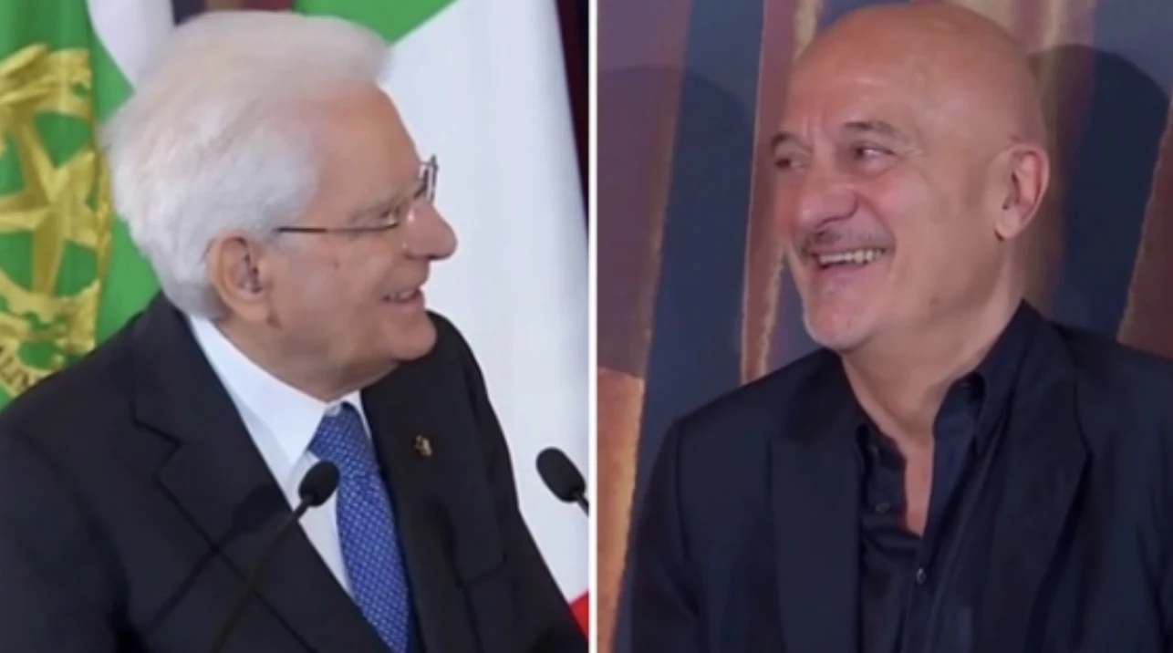 Lo scambio di battute ironiche tra Claudio Bisio e Mattarella in Quirinale