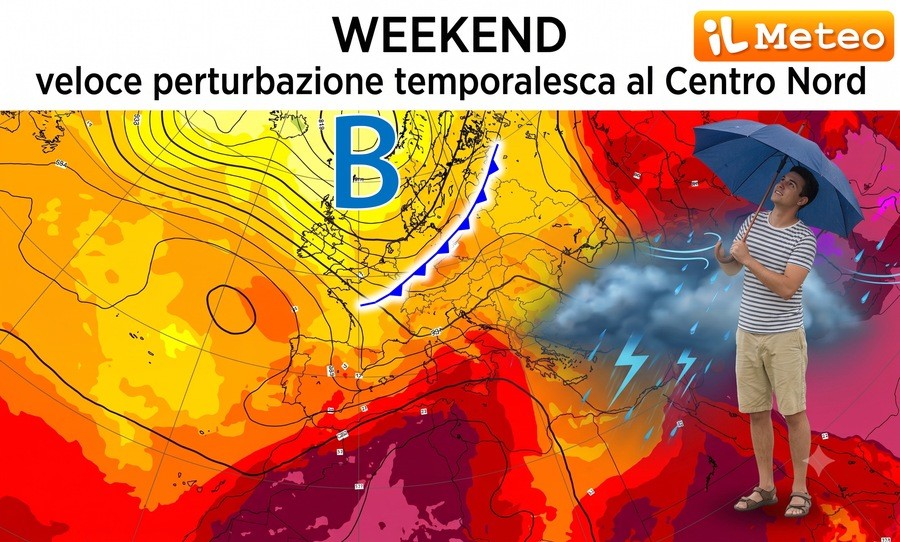 Meteo: Weekend con insidiosa perturbazione temporalesca al Centro-Nord, occhio soprattutto a Domenica 26