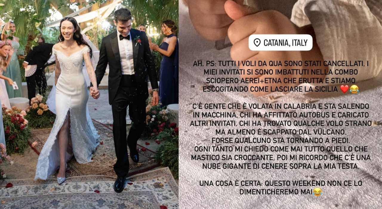 Aurora Ramazzotti e i suoi invitati bloccati in Sicilia dopo il matrimonio: chiuso l'aeroporto di Catania per attività dell'Etna