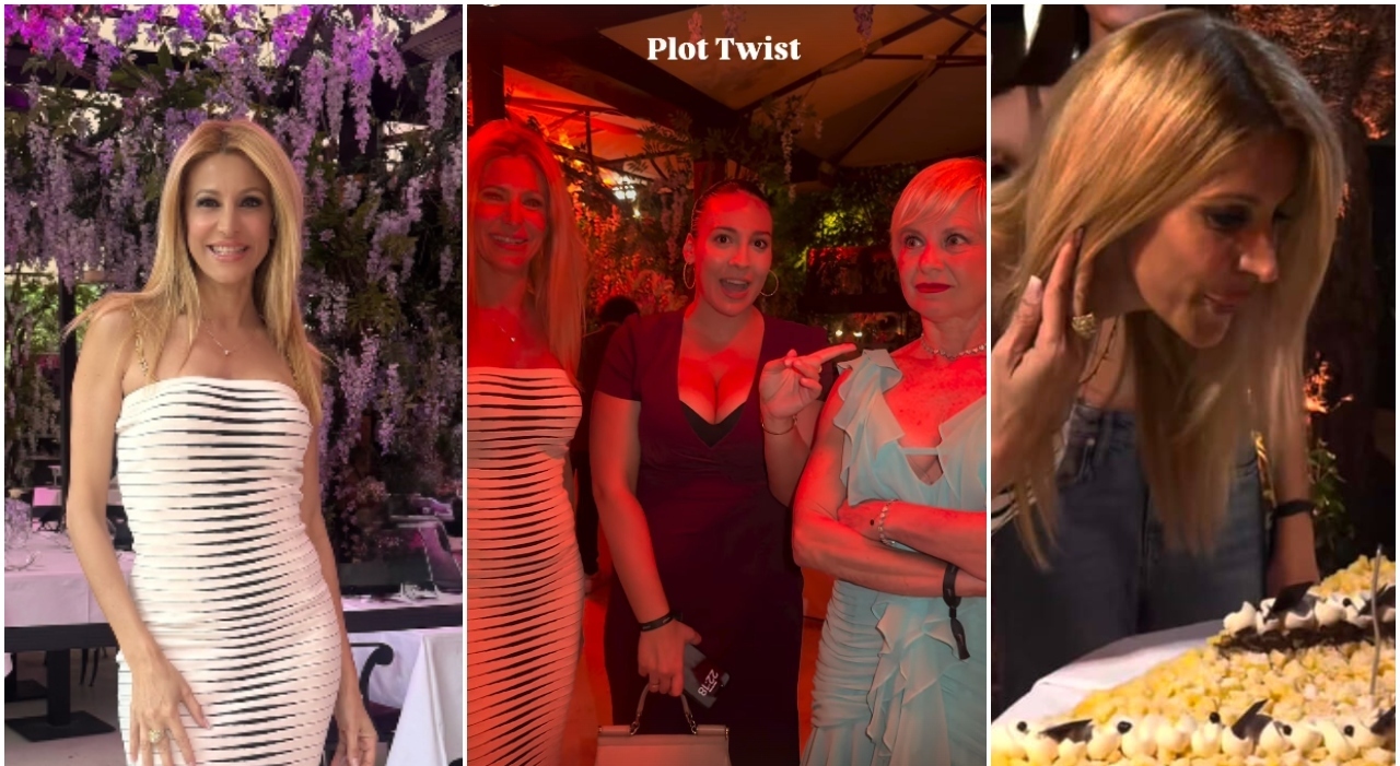 Adriana Volpe festeggia 53 anni. L'outfit, la location, gli invitati (solo 3 del Gf), la torta, il bacio con Antonella Elia e la “pace” con Francesca Manzini