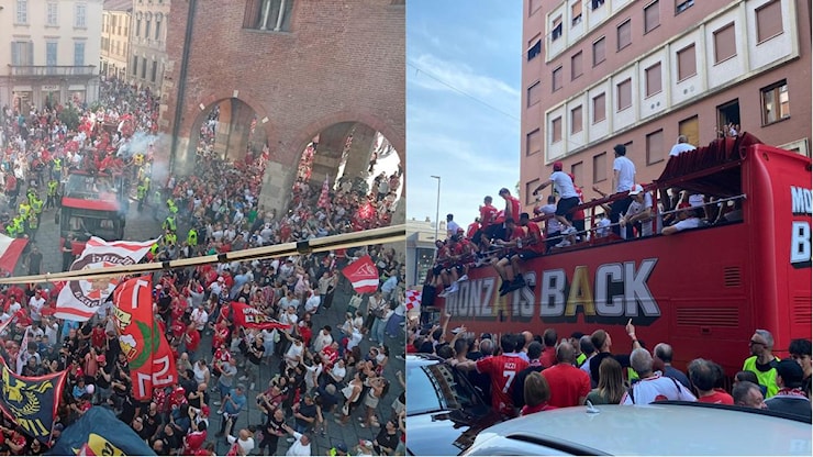 Monza, è festa per la Serie A: il pullman scoperto in trionfo tra migliaia di tifosi - Il Giorno