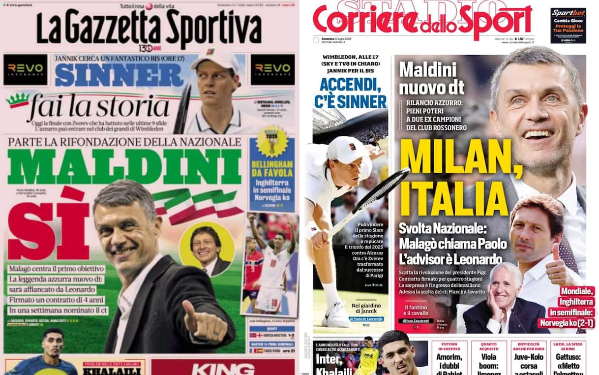 Maldini e Leonardo in Nazionale: la notizia sui giornali in Italia e i siti esteri