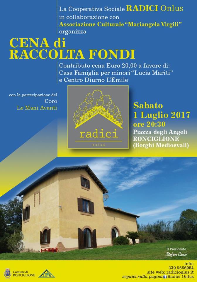 Radici onlus, a cena con la solidarietà 