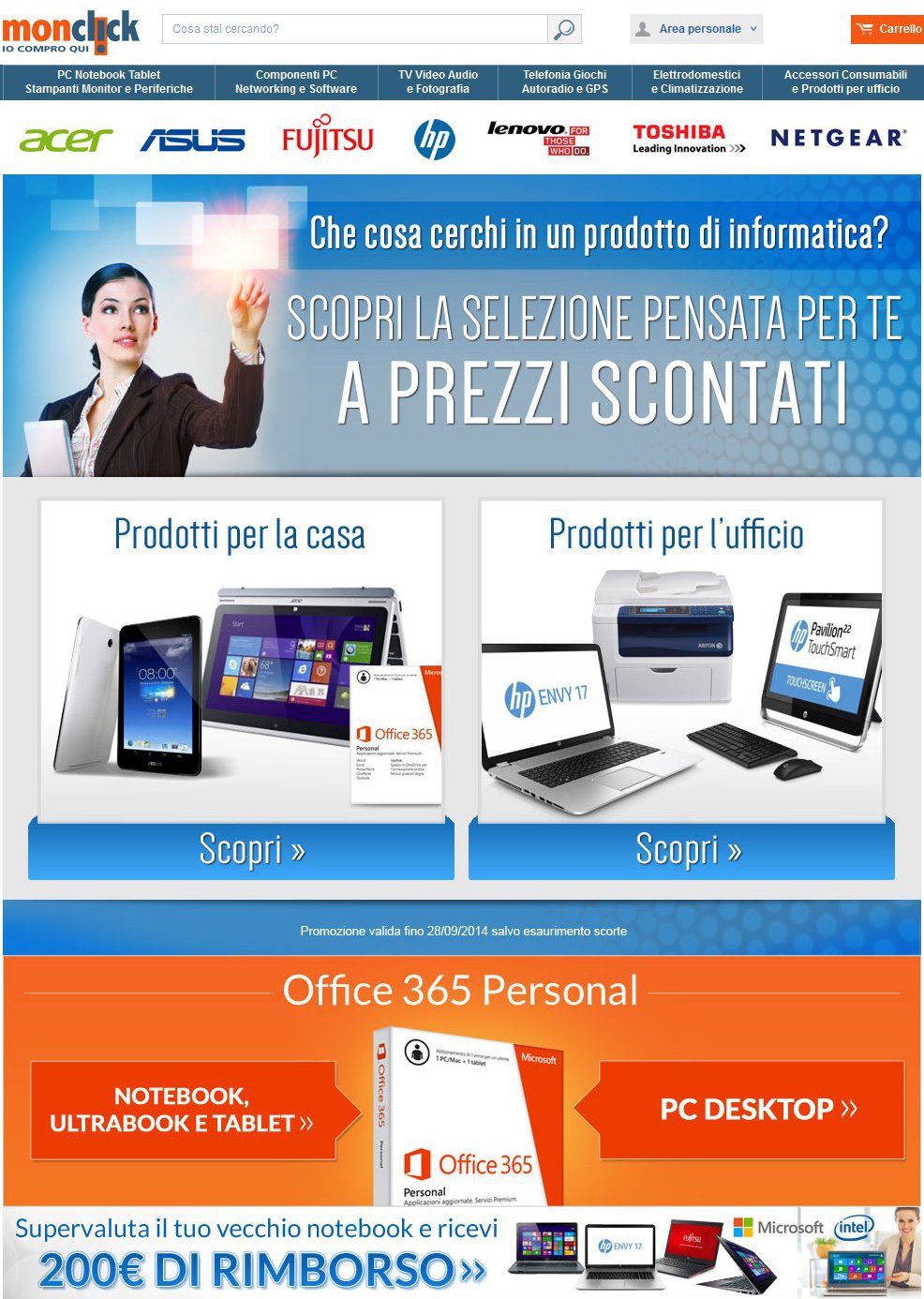 Scattano su Monclick le promozioni Back to Work e Back to School 2014